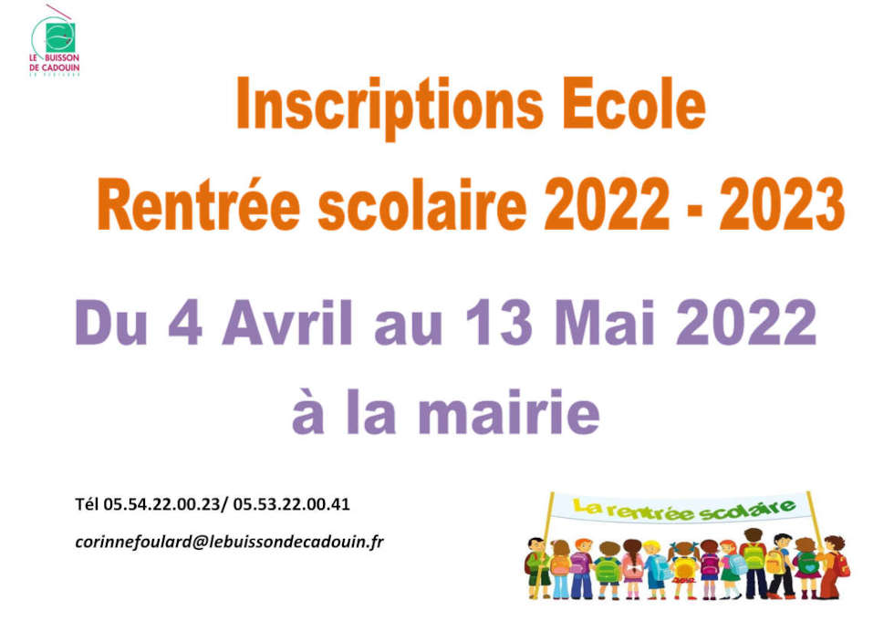 2022-2023 Inscriptions école