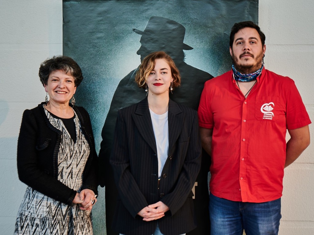 Le cinéma accueille régulièrement des personnalités du monde du cinéma. Ici, Jade Labest (au centre) en compagnie de Maryline Koegler (à gauche) et de Jérémy Leclerc (à droite).