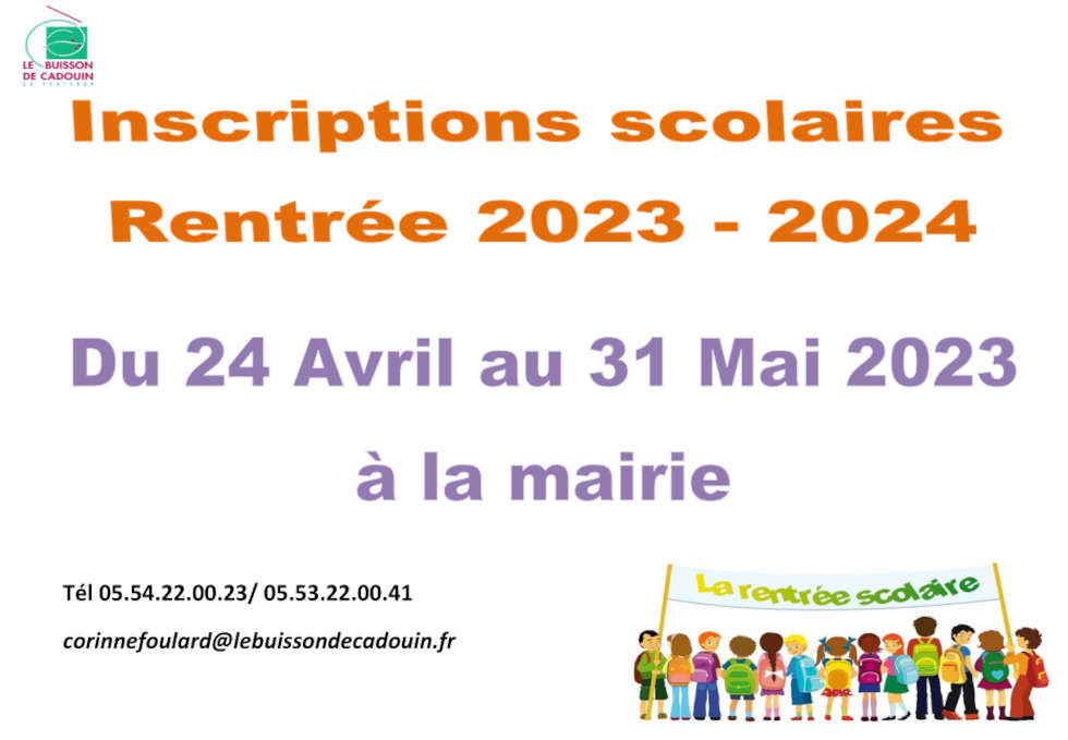 Affiche inscriptions scolaire 2023-2024