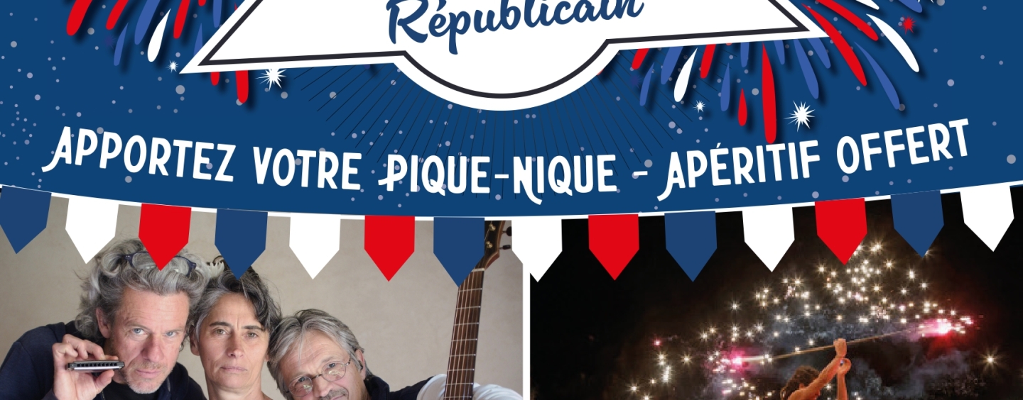 Pique-nique républicain, musique et spectacle de feu du 14 juillet