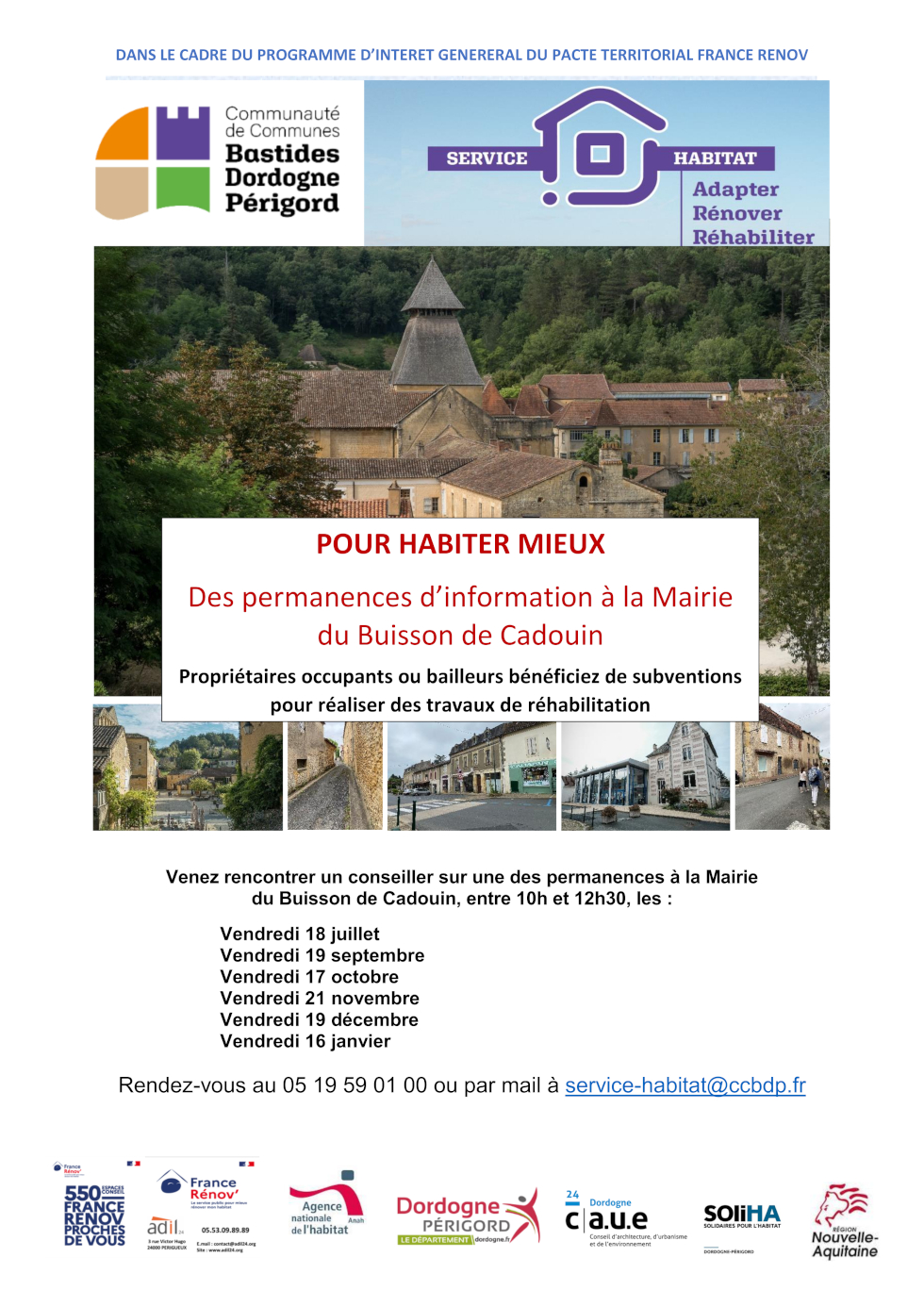 Affiche permanences Buisson de Cadouin